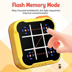 Bacare Tic Tac Toe Bolt Game modes display showcases four-in-one versatility for family fun.