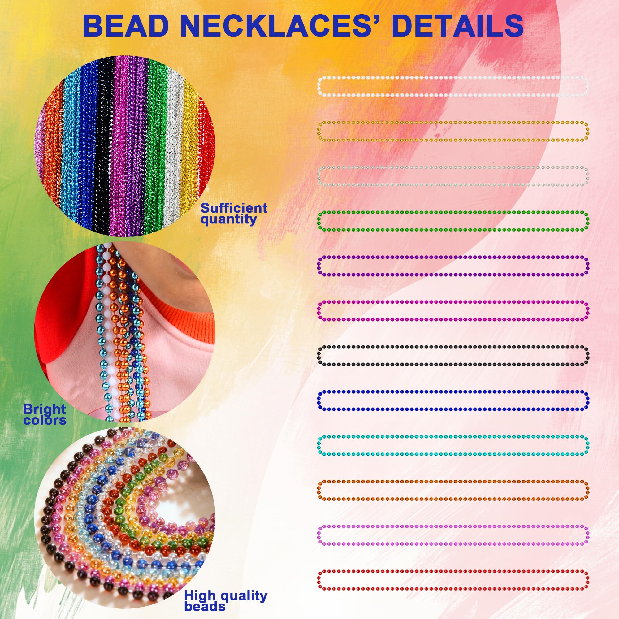 BACCZZY 33-inch multi-color beads for festive costumes and crowd gifts