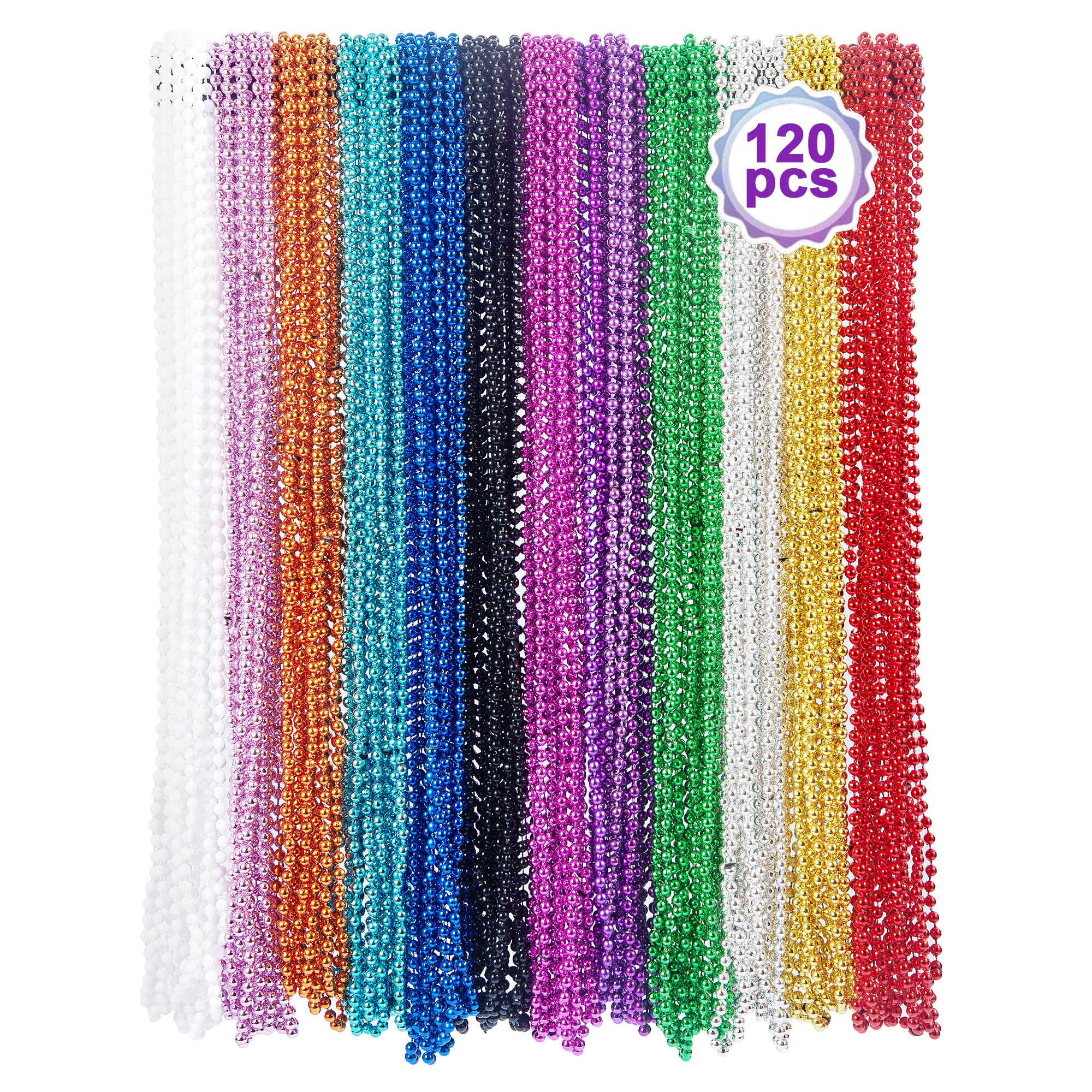 BACCZZY Mardi Gras beads 120pc in 12 colors for vibrant décor and throws
