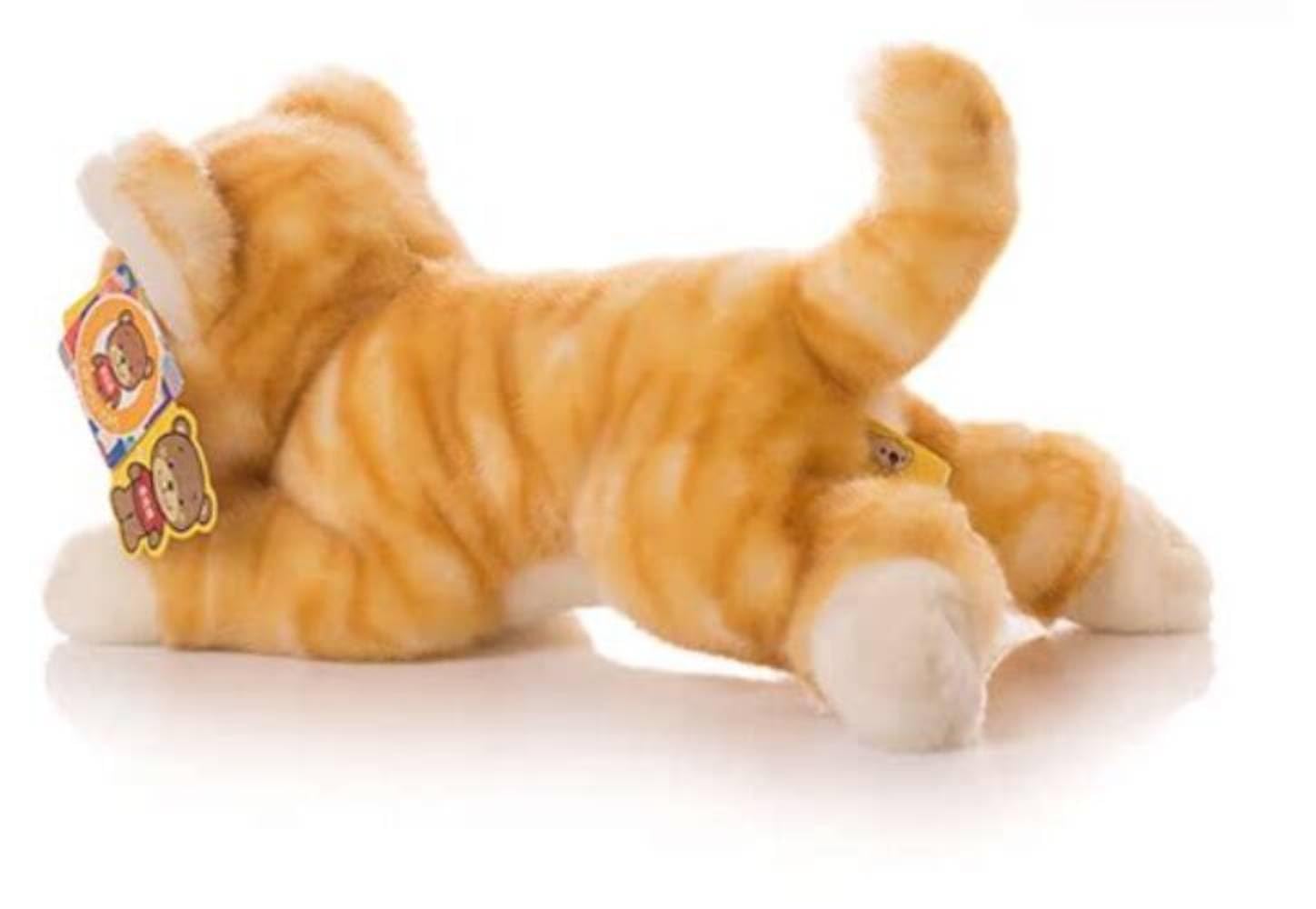 Backlood Toys orange cat plush handheld size ideal for travel and hugs.