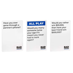 BAD CHOICES UNO-style play with truth prompts for memorable moments