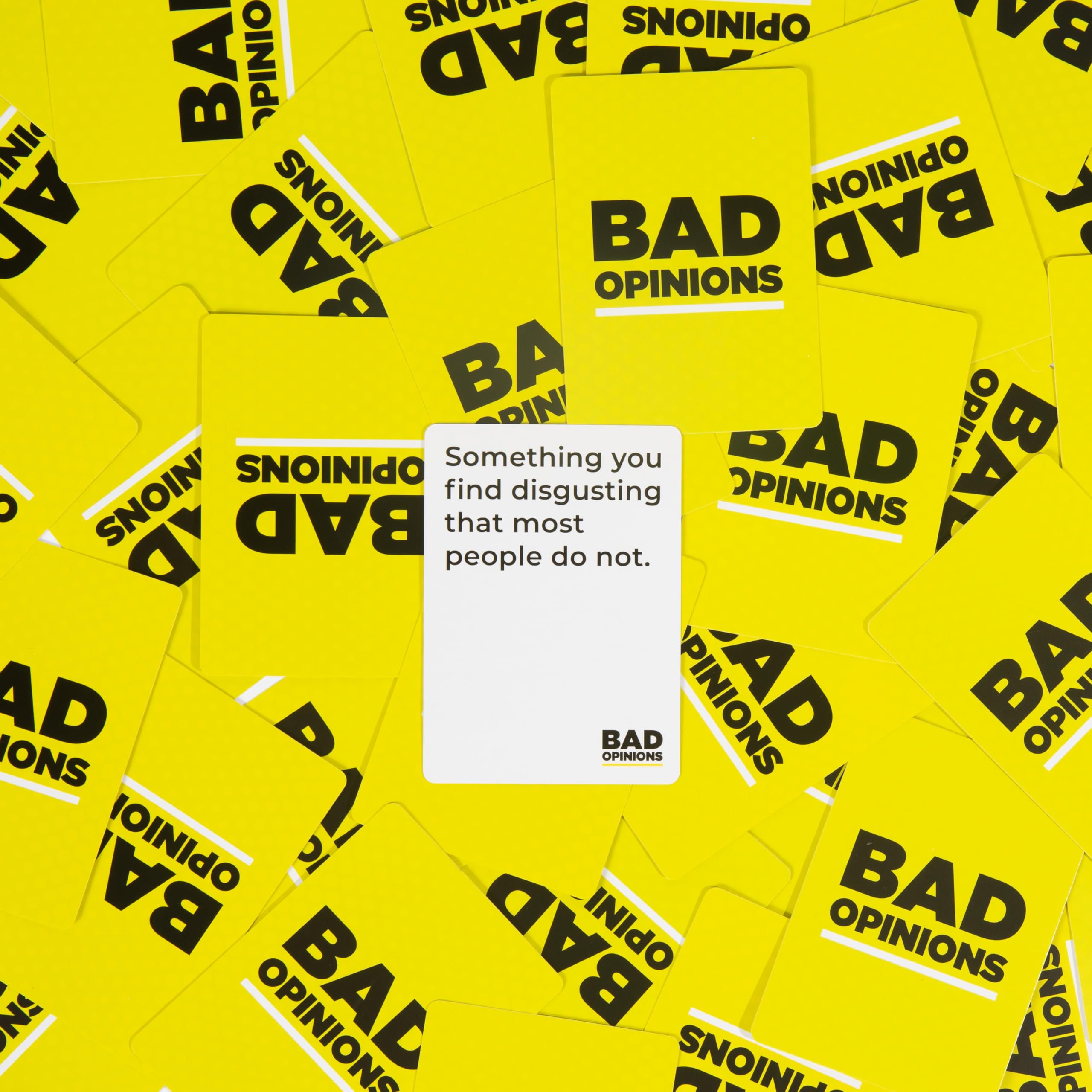BAD OPINIONS game-night-table fits on coffee tables for cozy gatherings.