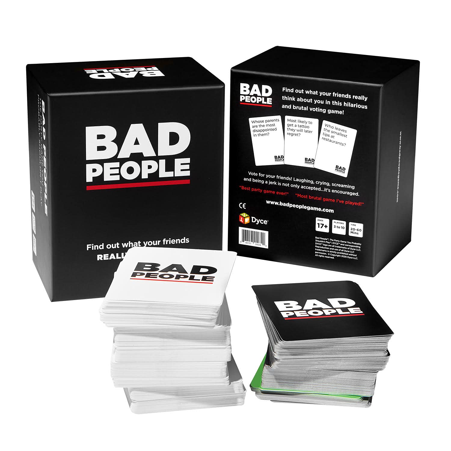 BAD PEOPLE game night with friends, versatile for holidays and gatherings.