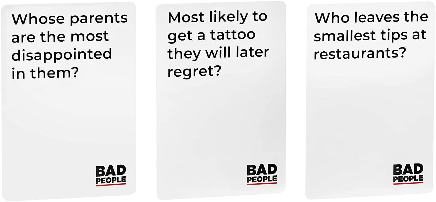 BAD PEOPLE voting cards, enhance group decision moments during gameplay.