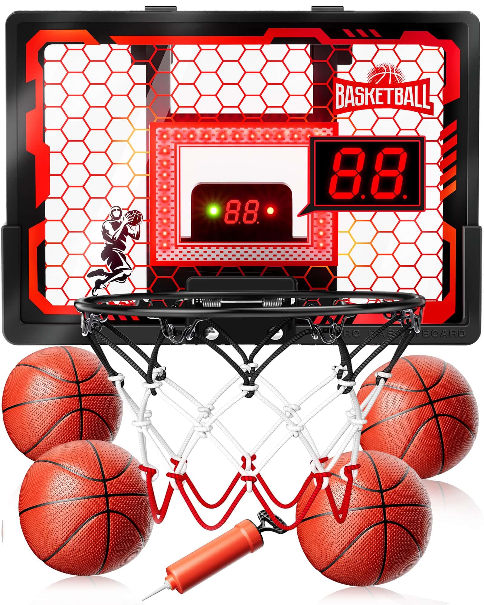 BADGOAL over-door hoop assembly for quick setup and space-saving indoor play.