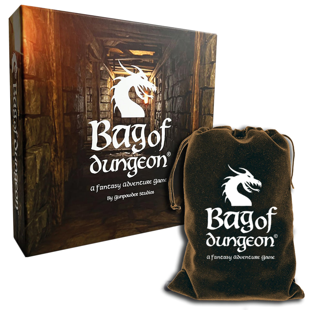 Bag of Dungeon dungeon tiles spread across the table for endless replayability.