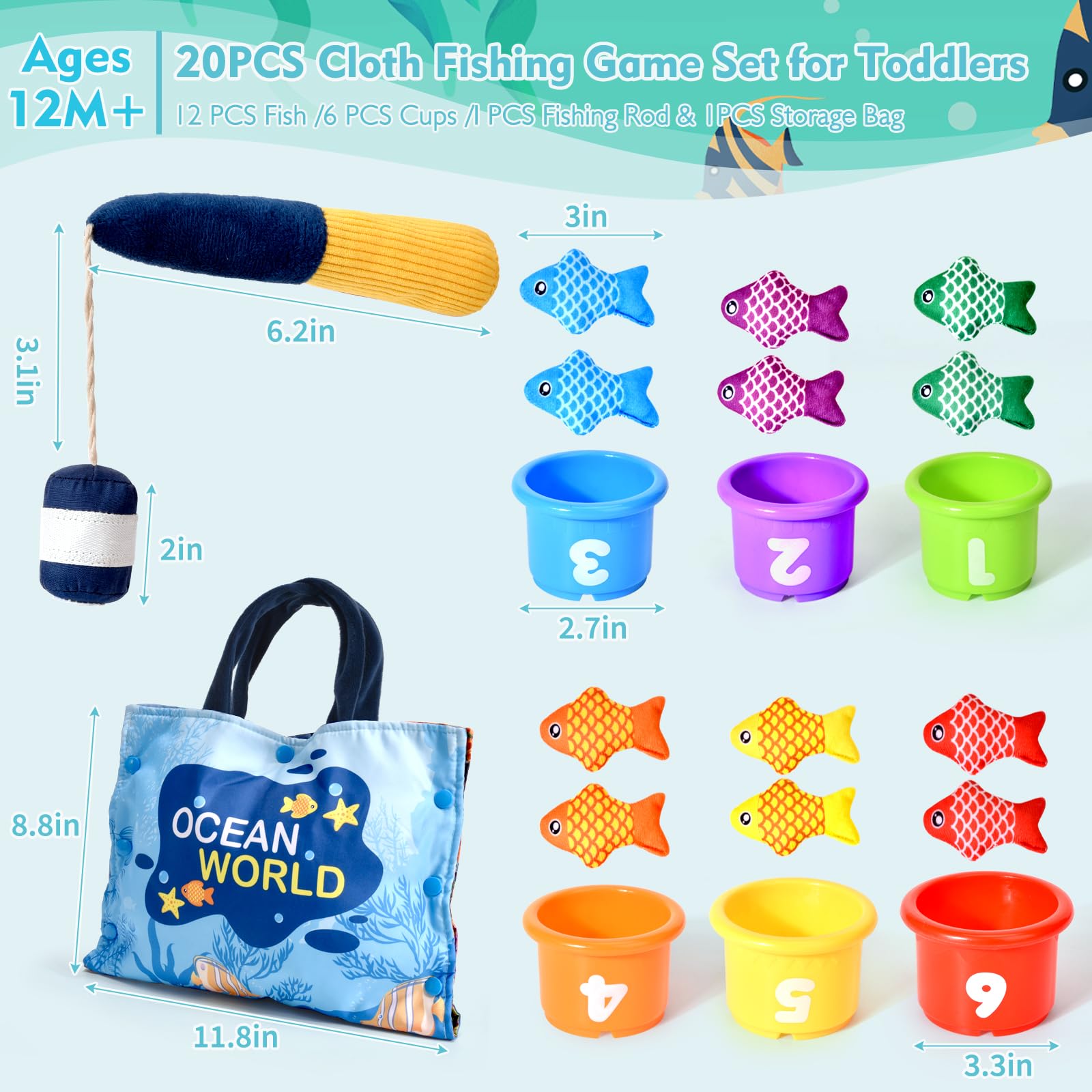 BAHIAKLO Velcro fishing system provides safe, magnet-free play.
