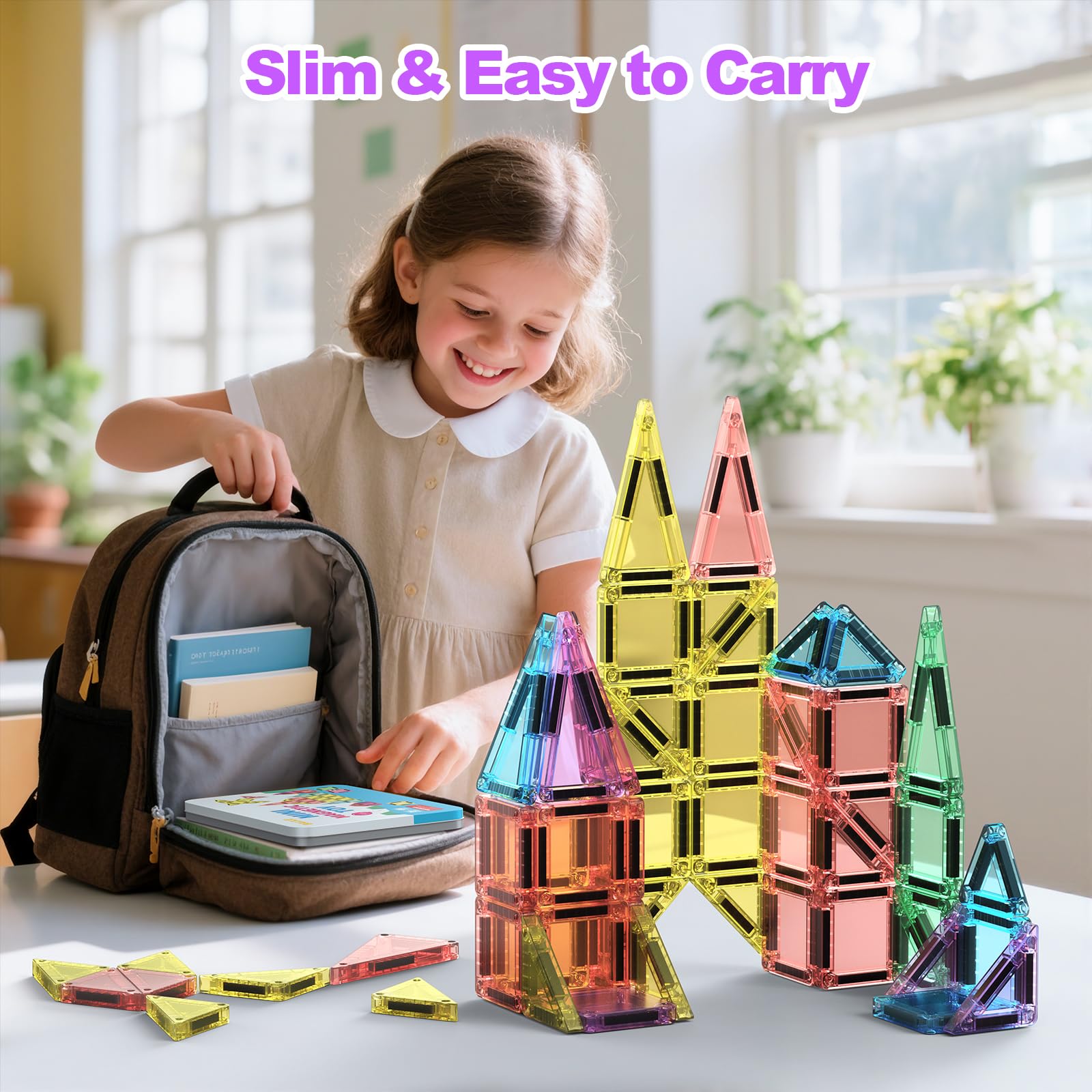 BAIJLE colorful magnetic tiles blocks promote imaginative play and stacking