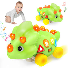 BainGesk Dinosaur Crawling Toy letters-numbers view introducing basics.