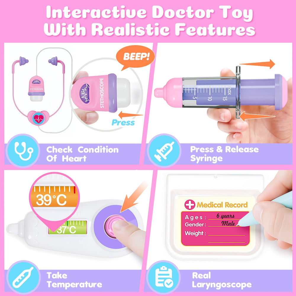 BainGesk Doctor Kit thermometer enables realistic checkups and data gathering.