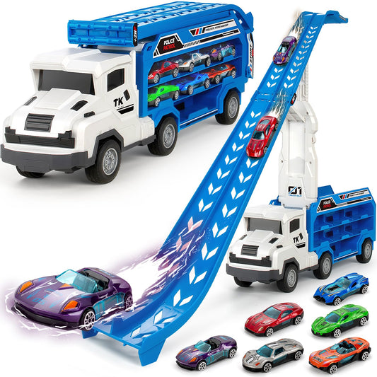 BainGesk foldable carrier with truck car toys for organized storage and play.