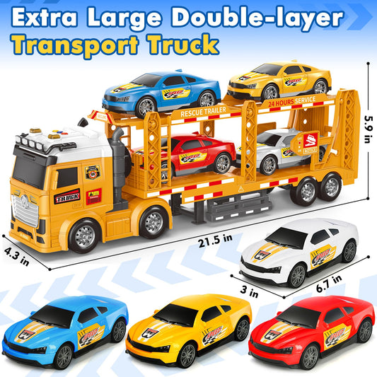 BainGesk double-decker trailer enhances pretend transport and organization for kids.
