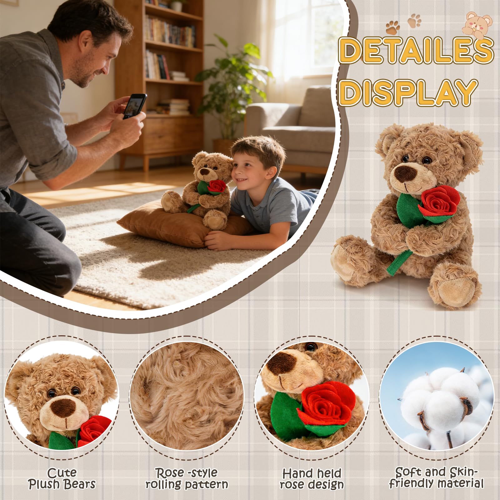 Bakalizoo rose teddy size highlight for gift ideas