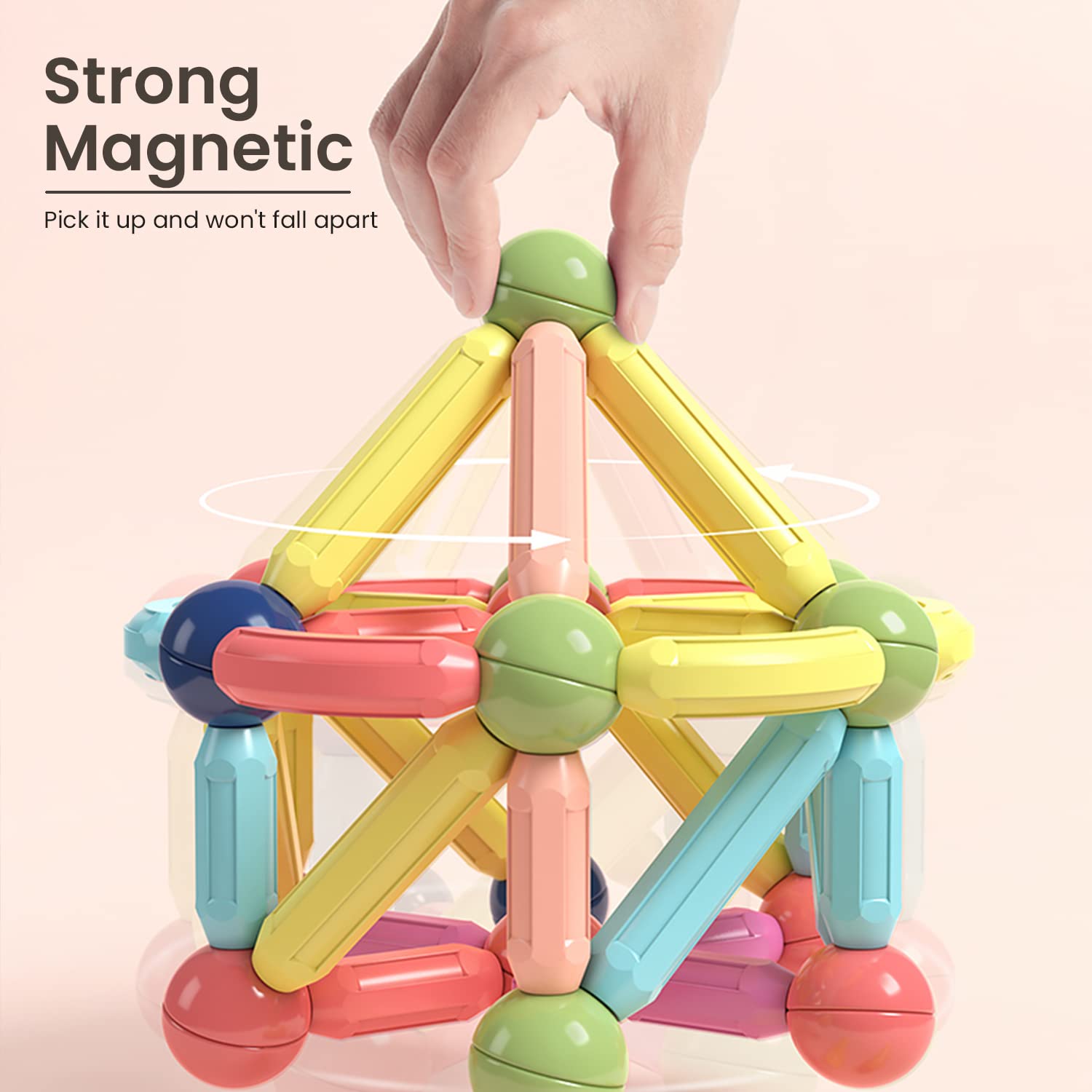 BAKAM magnetic sticks varied shapes support kid-friendly 2D and 3D model creation.