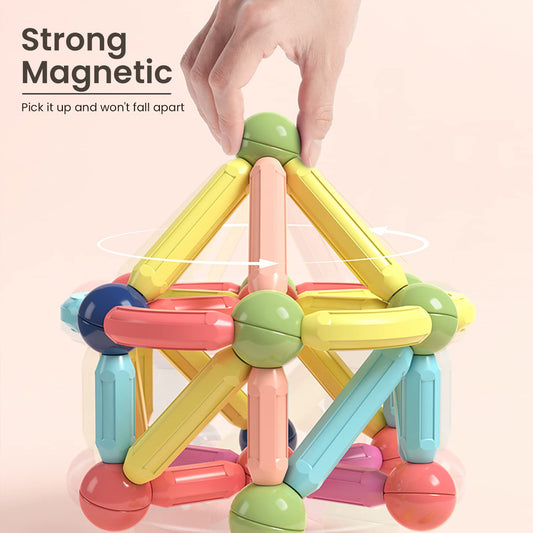 BAKAM magnetic sticks varied shapes support kid-friendly 2D and 3D model creation.