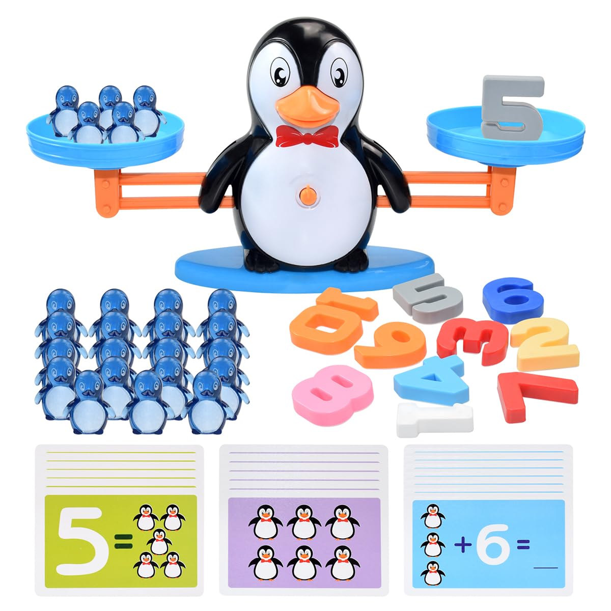 BAKAM Penguin Balance Scale with number blocks for counting fun and fine motor practice.
