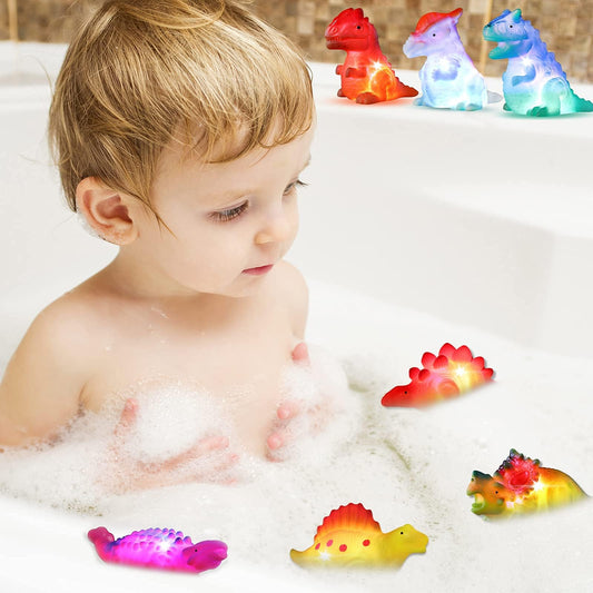 Bakatatoyz carnotaurus bath toy floats with glow for pool play