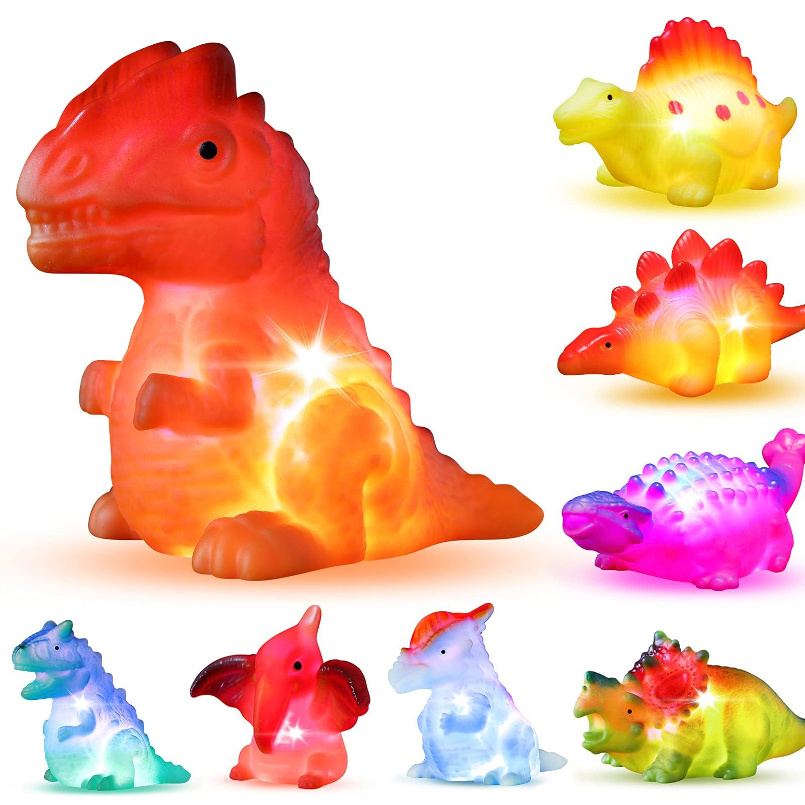 Bakatatoyz dilophosaurus bath toy with color changing lights for bath time in water
