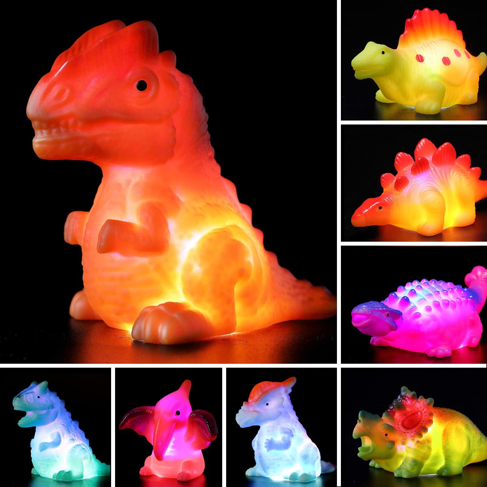 Bakatatoyz stegosaurus bath toy glows with color change during tub time