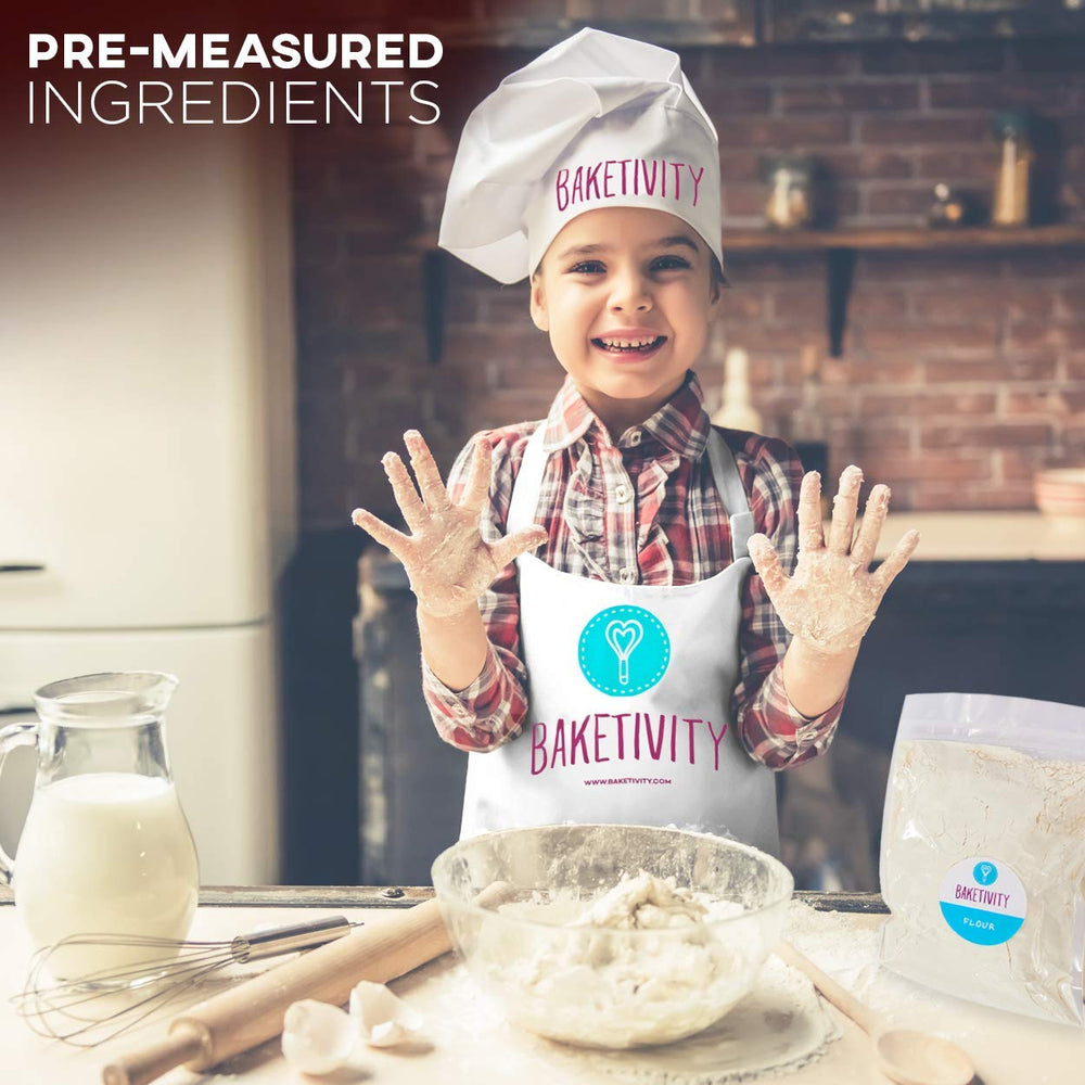 Baketivity kit with pre-measured ingredients for mess-free baking