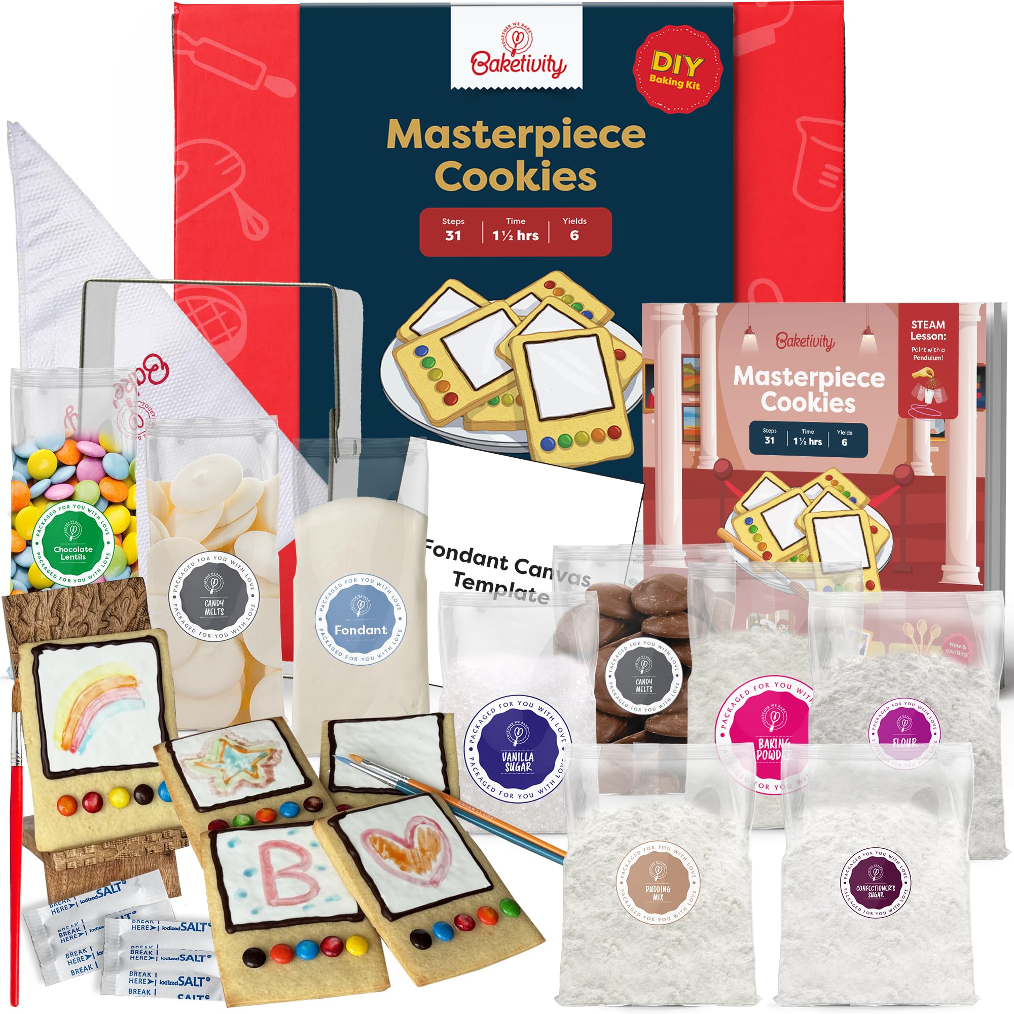 Baketivity Masterpiece Cookies kit box with premeasured ingredients for quick baking