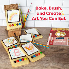 Instruction sheet from Baketivity Masterpiece Cookies kit guiding kids step-by-step