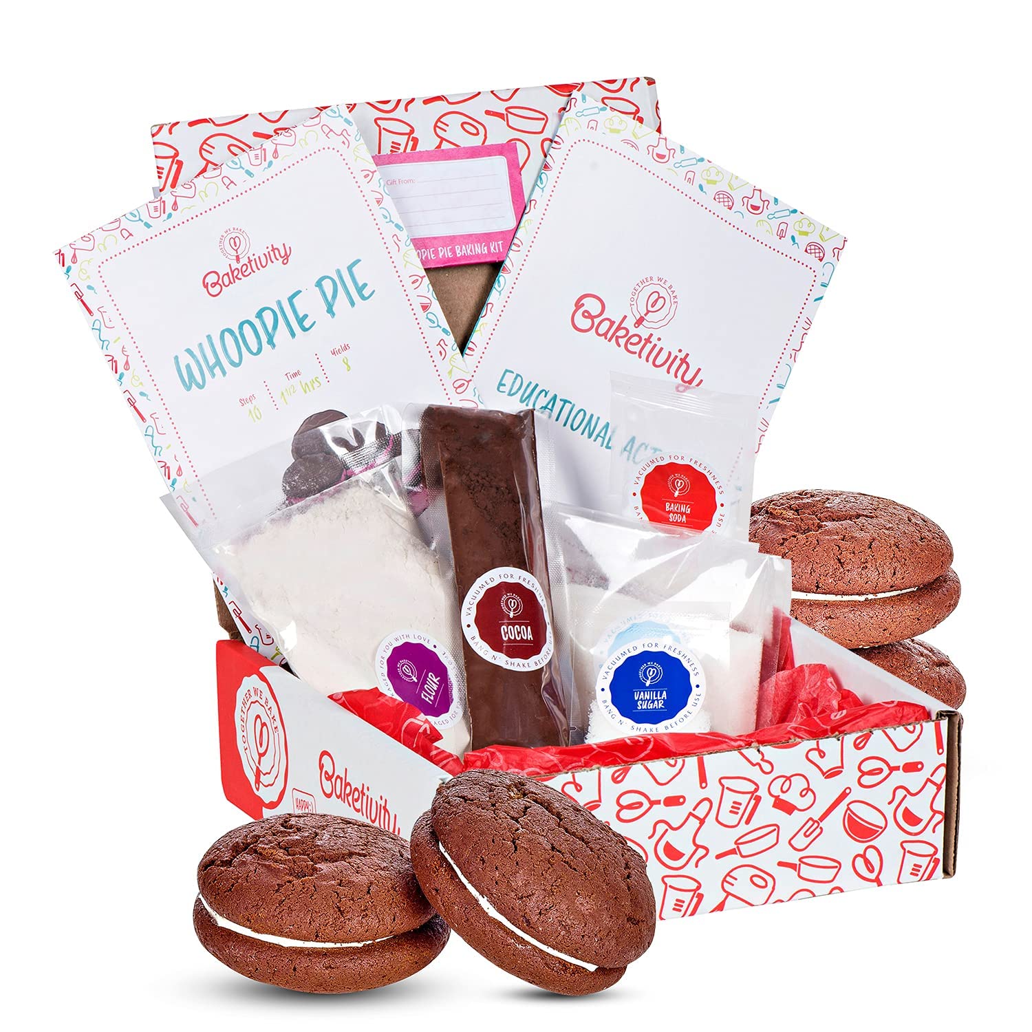 Baketivity Whoopie Pie Kit with pre-measured ingredients for easy home baking