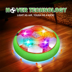 BaLaM hover soccer ball in action on wooden floor, smooth indoor glide