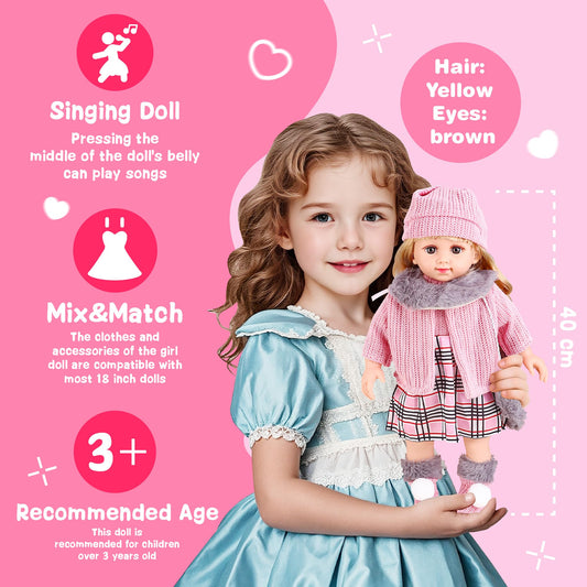 Baljinder dresses and hats for 18-inch doll enable creative styling.