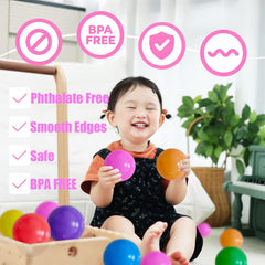 Ball pit balls in yellow color for vibrant sorting and counting play.