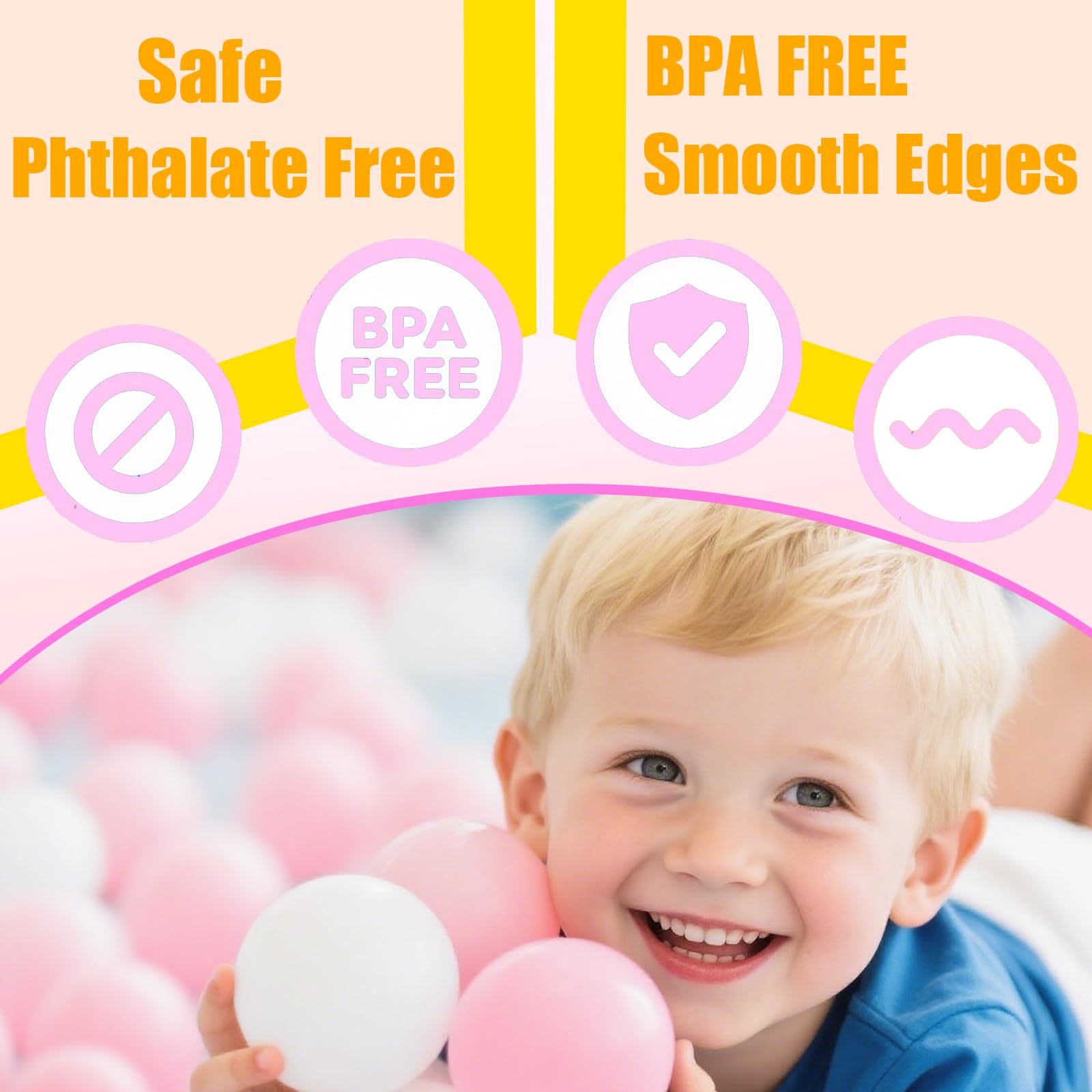 Non-toxic, durable 2.2in ball pit balls meet safety standards.