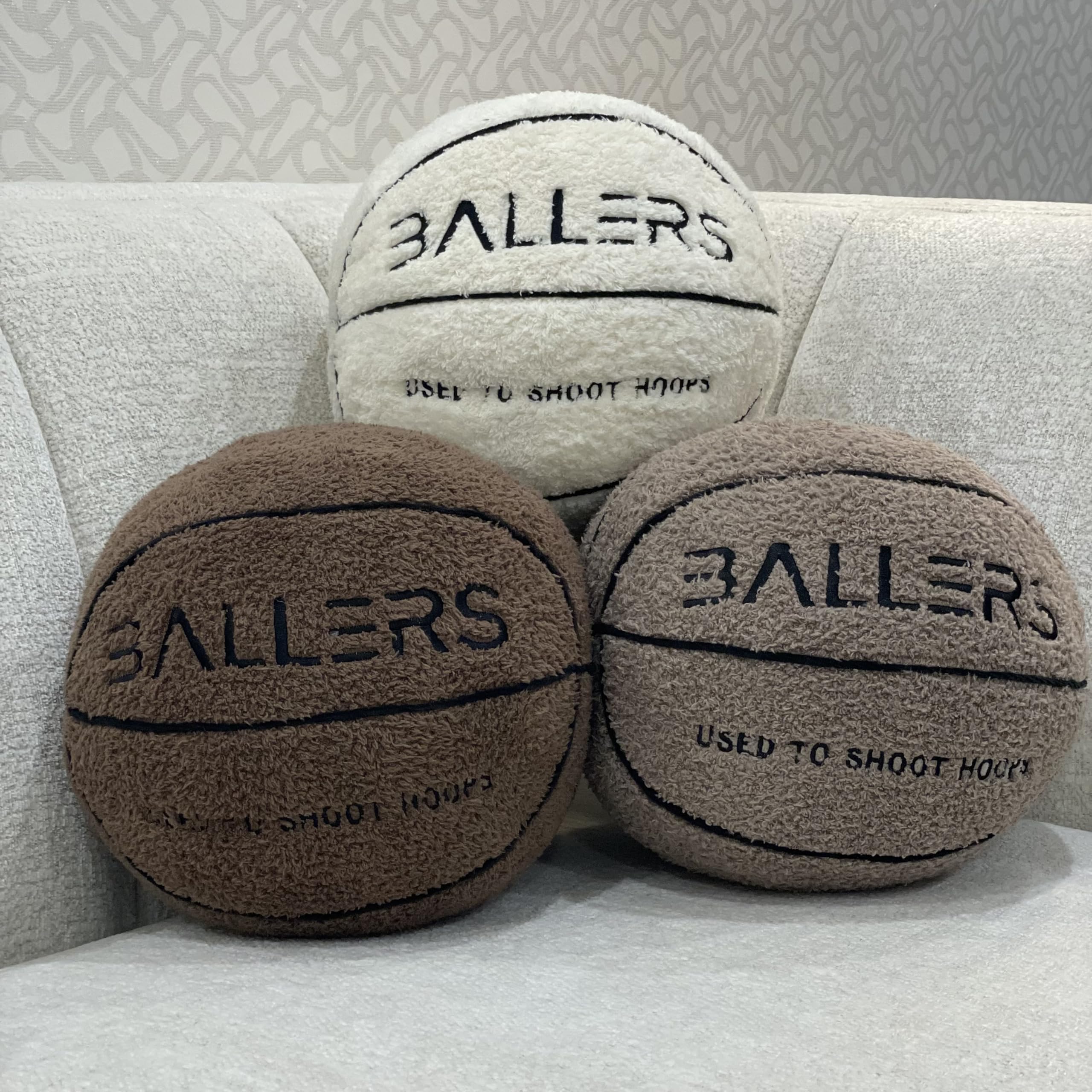 Ballers Plush Basketball Pillow doubles as sports decor for themed rooms