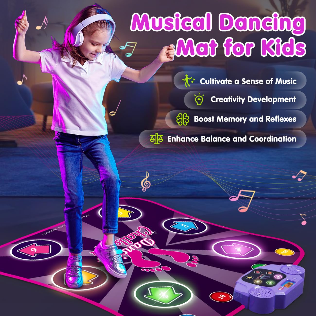 Bambilo Bluetooth dance pad setup enables wireless music for family dance sessions.