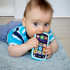 Bambiya Baby Phone plays melodies and animal sounds to spark listening skills and curiosity