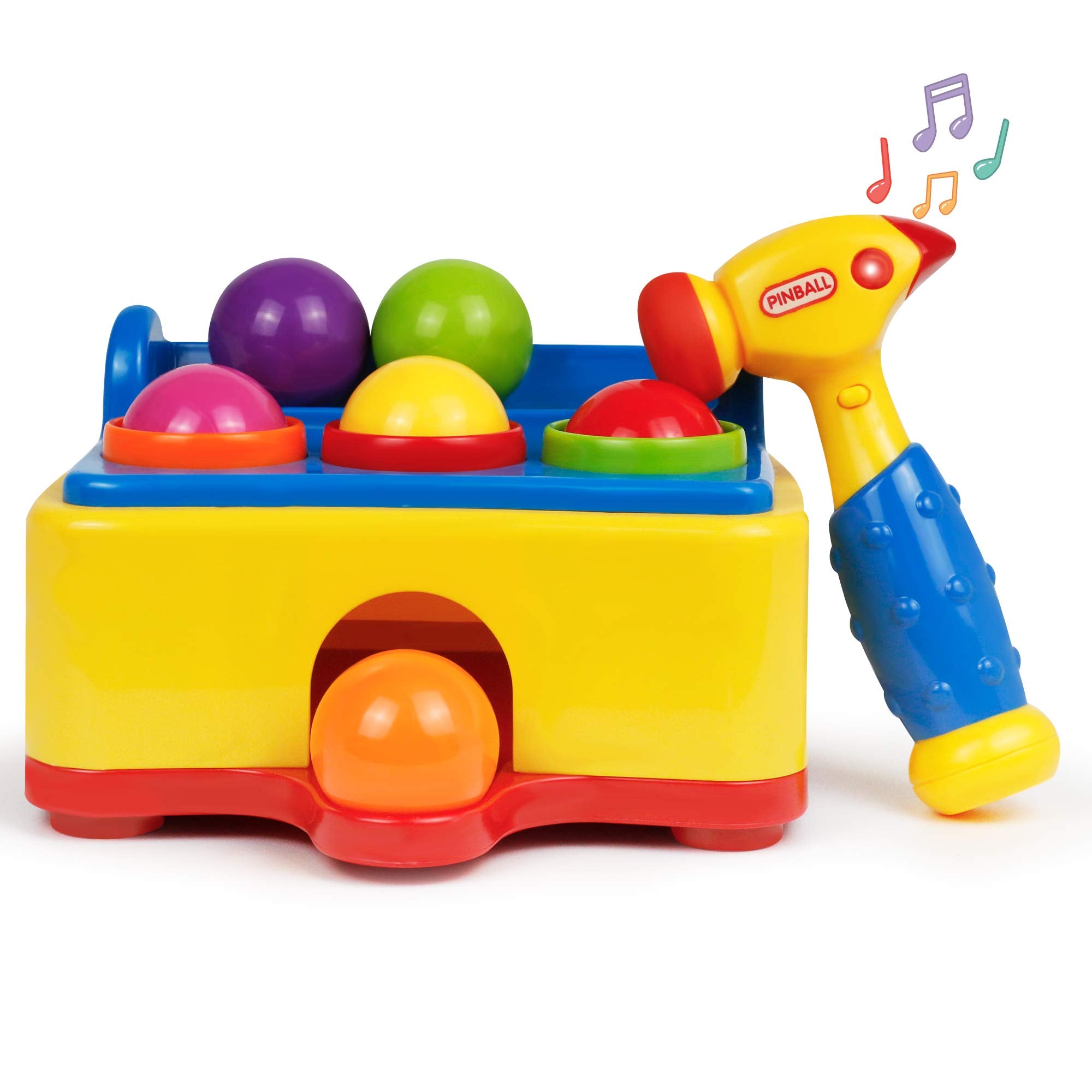 Bambiya Ball Popper hammer toy for kids promotes hand-eye coordination during pounding play