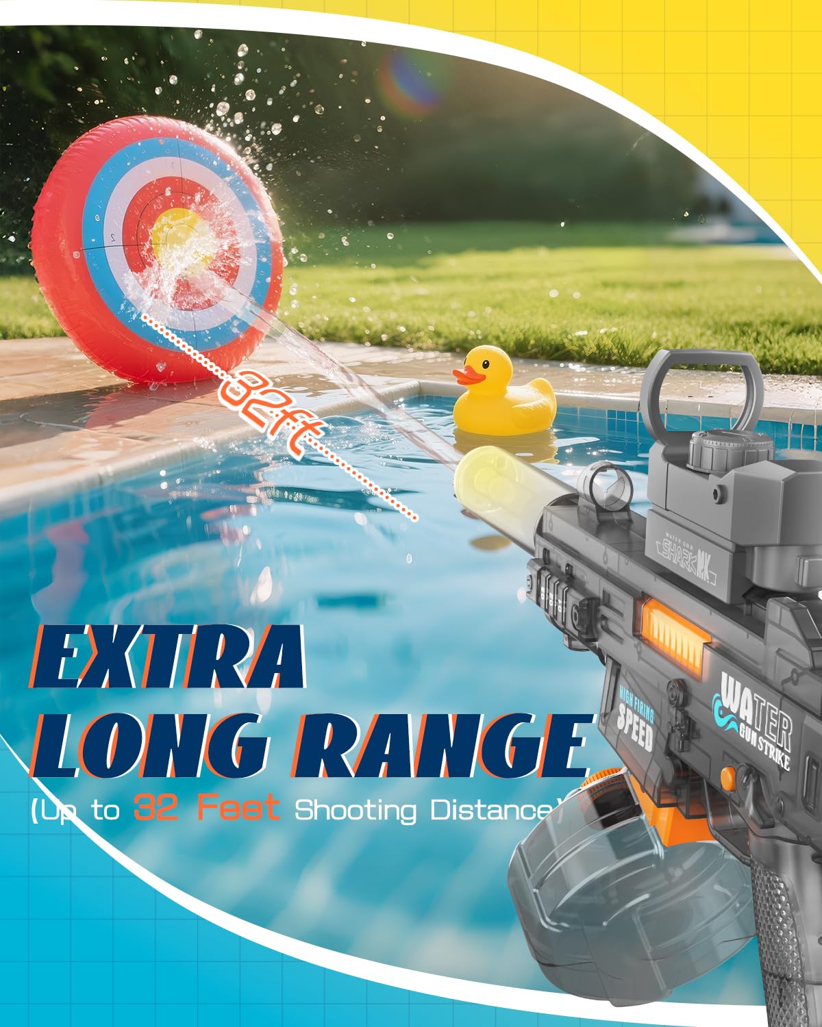 Bamiwe bright blue electric water gun with long distance stream for summer play