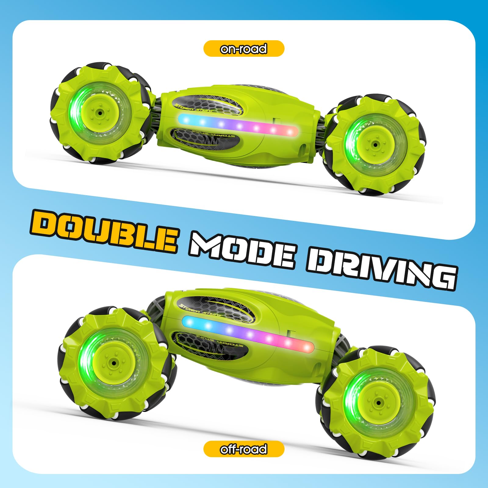 Bamiwe RC car powered by two rechargeable batteries for extended play