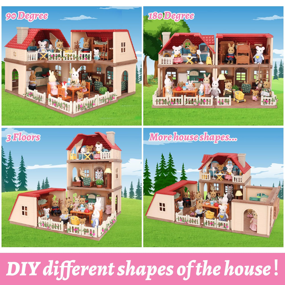 BananMelBM Family Cozy Cabin Doll House interiors showing space for furniture not included.