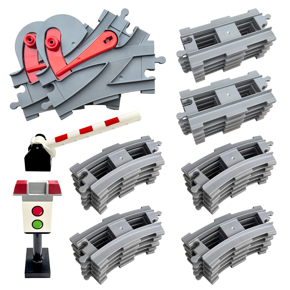 BananMelonBM 37-piece train track set compatible with other brands for versatile layouts.