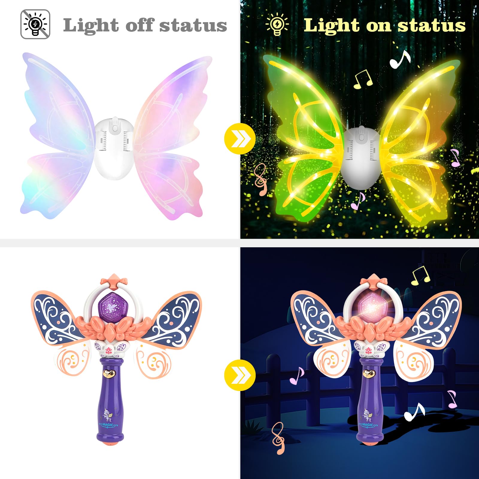 BananMelonBM color-shifting wings look stunning under different lighting for parties.