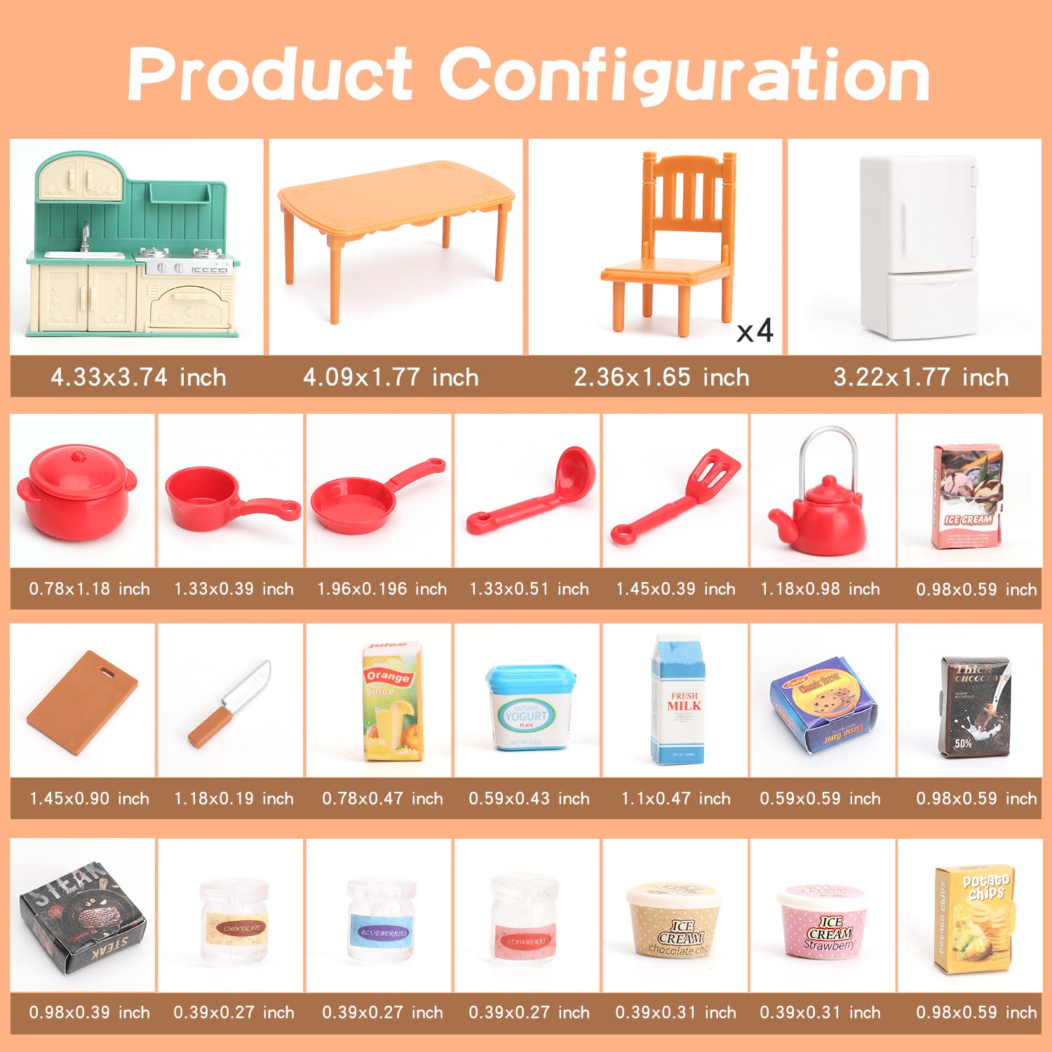 BananMelonBM dollhouse table and chairs with smooth edges for cooperative pretend meals