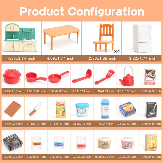 BananMelonBM dollhouse table and chairs with smooth edges for cooperative pretend meals