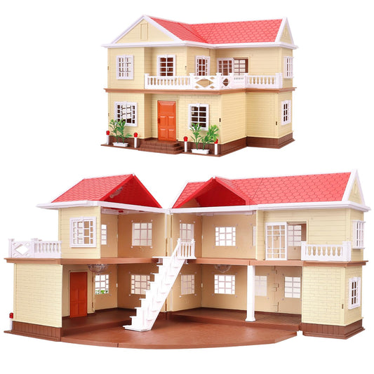 BananMelonBM Family Cozy Cabin doll house showing the 90-degree fold for easy storage.