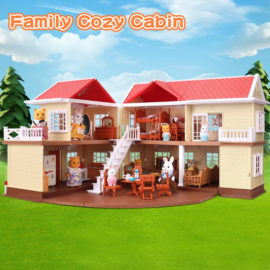 BananMelonBM Cozy Cabin doll house in closed position for compact play spaces.