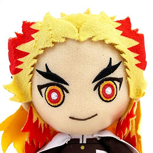 Bandai Demon Slayer Kyojuro Rengoku chibi plush face detail shows charm