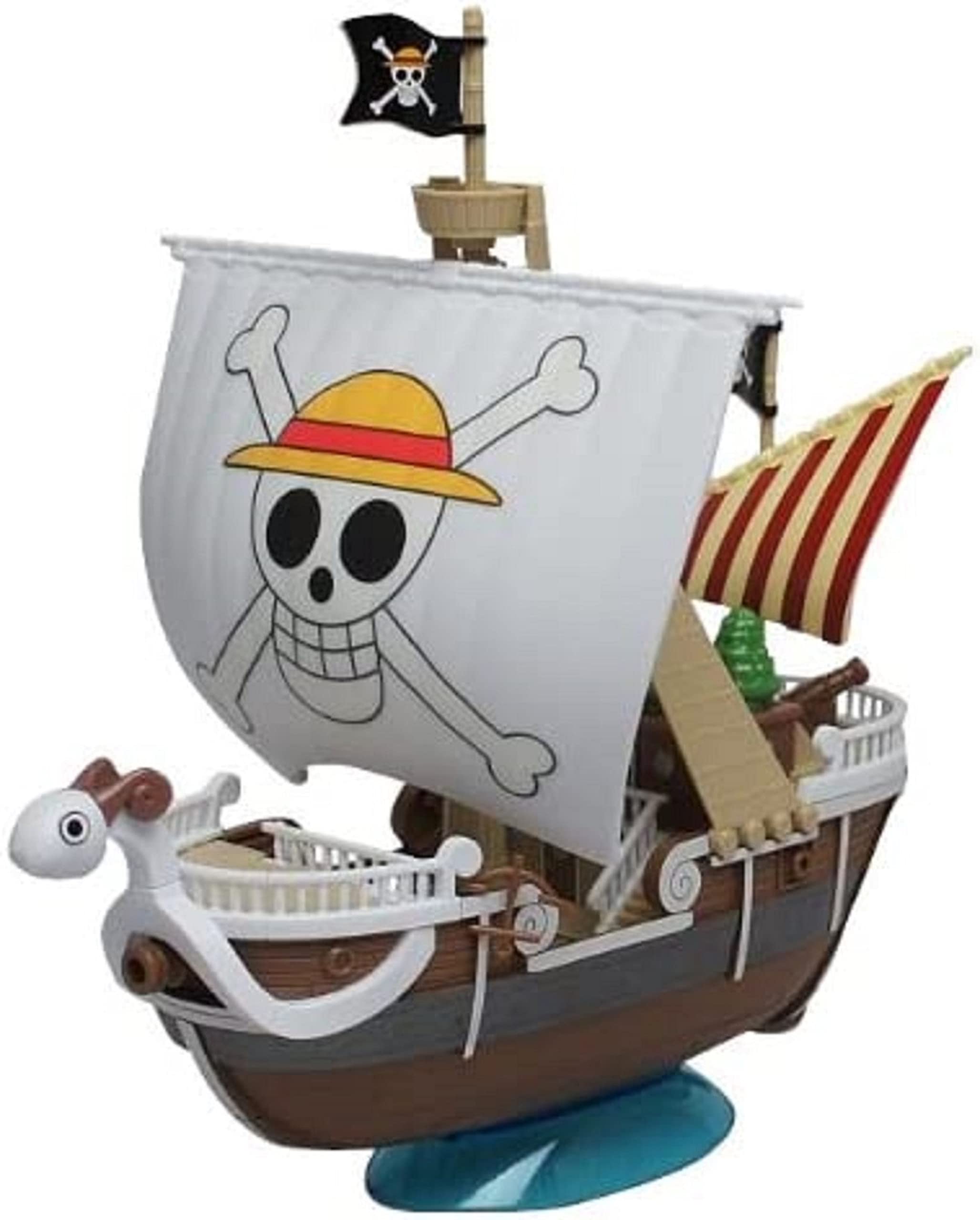 Bandai Hobby One Piece Going Merry front view highlights detailed hull for display.