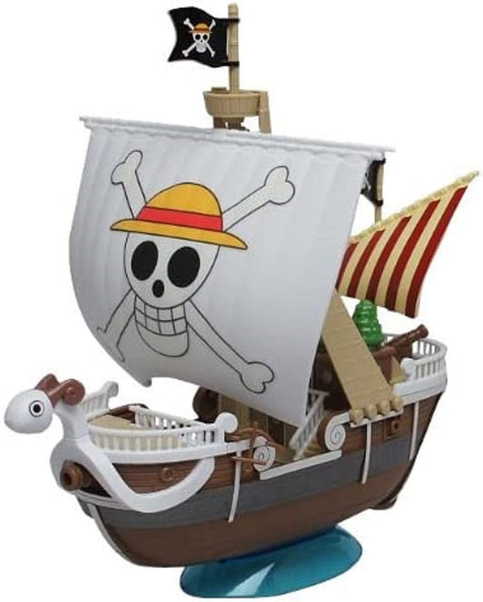 Bandai Hobby One Piece Going Merry front view highlights detailed hull for display.