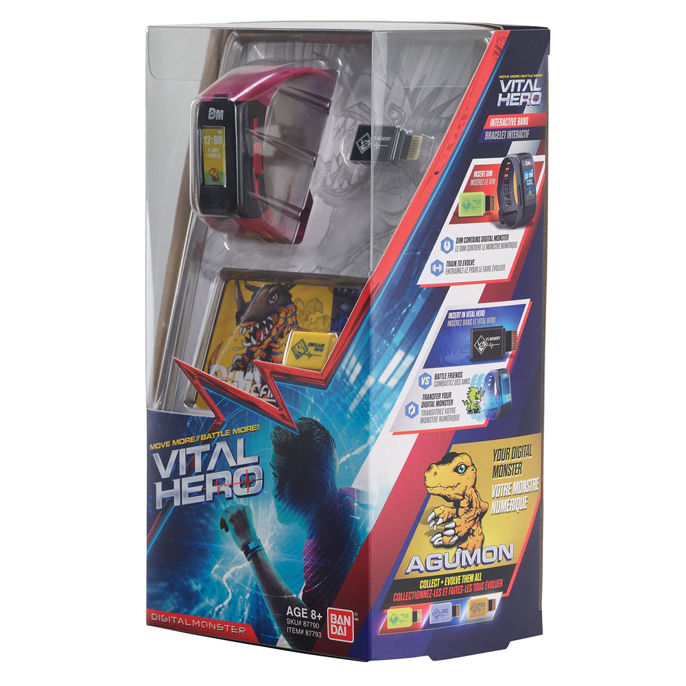 Bandai Namco Digimon Vital Hero red step counter tracks daily movement