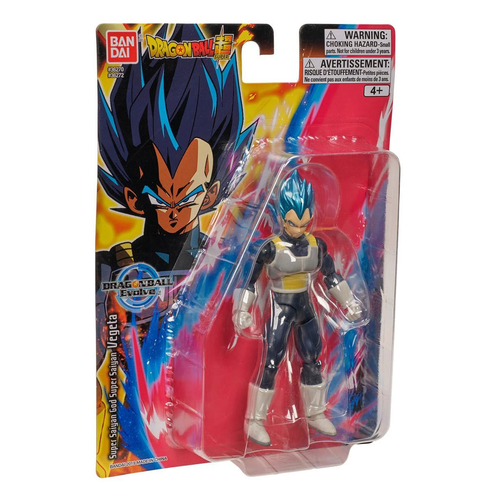 Bandai Namco Dragon Ball Evolve Vegeta blue dynamic stance for display.