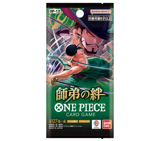 Bandai ONE PIECE OP-12 packs spread highlighting rare cards for players.